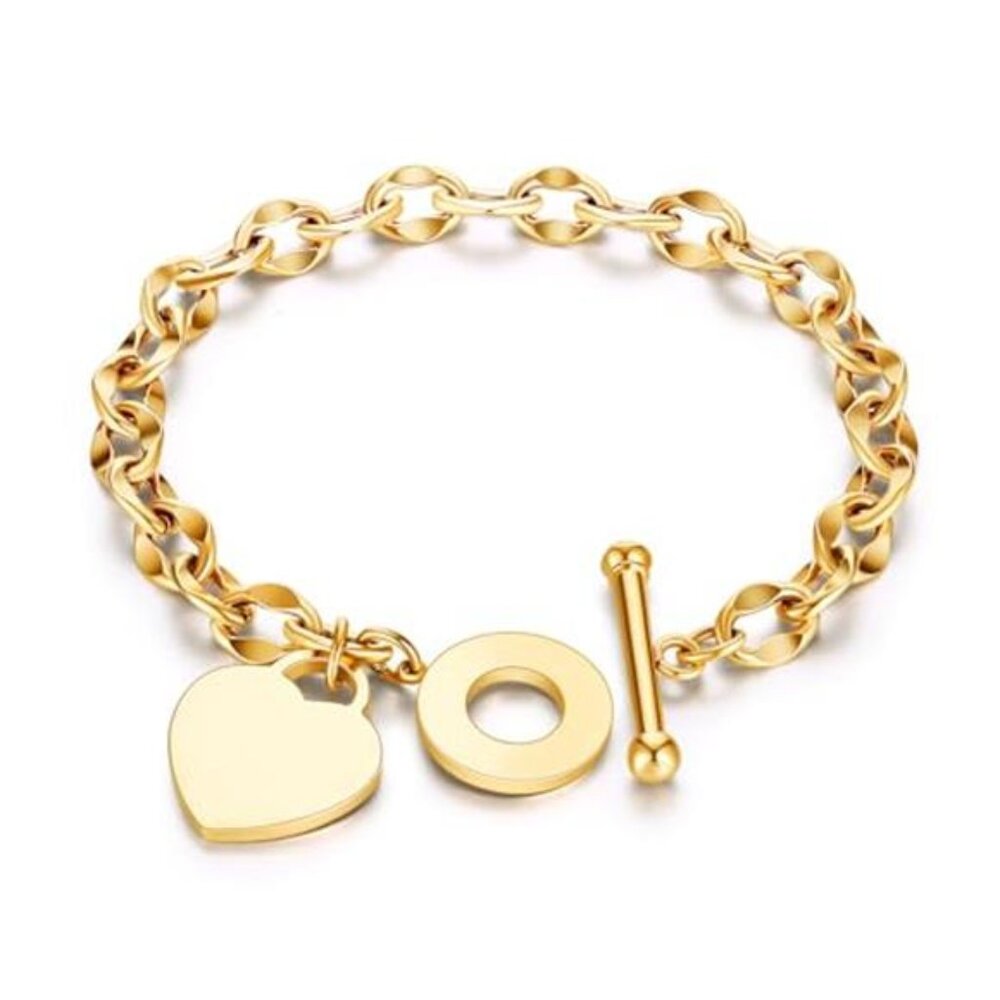 Heart Charm Bracelet Steel Love for Women Romantic Gift